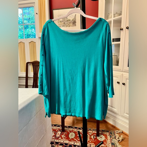 Talbots Tops - Talbots Teal Long Sleeve Top with Button Accents